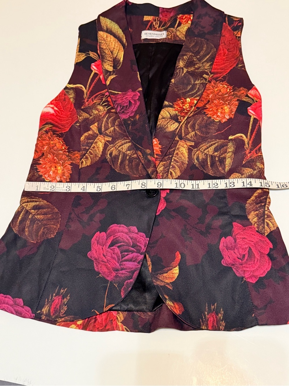 Seven Muses fitted floral print vest, haute couture Istambul Atelier, size XS - Picture 5 of 10